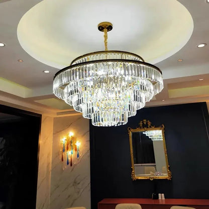 Modern Luxury Crystal Chandelier Gold Ceiling Pendant Lights for Living Room Chandeliers Villa Kitchen Decoration Round Lamp