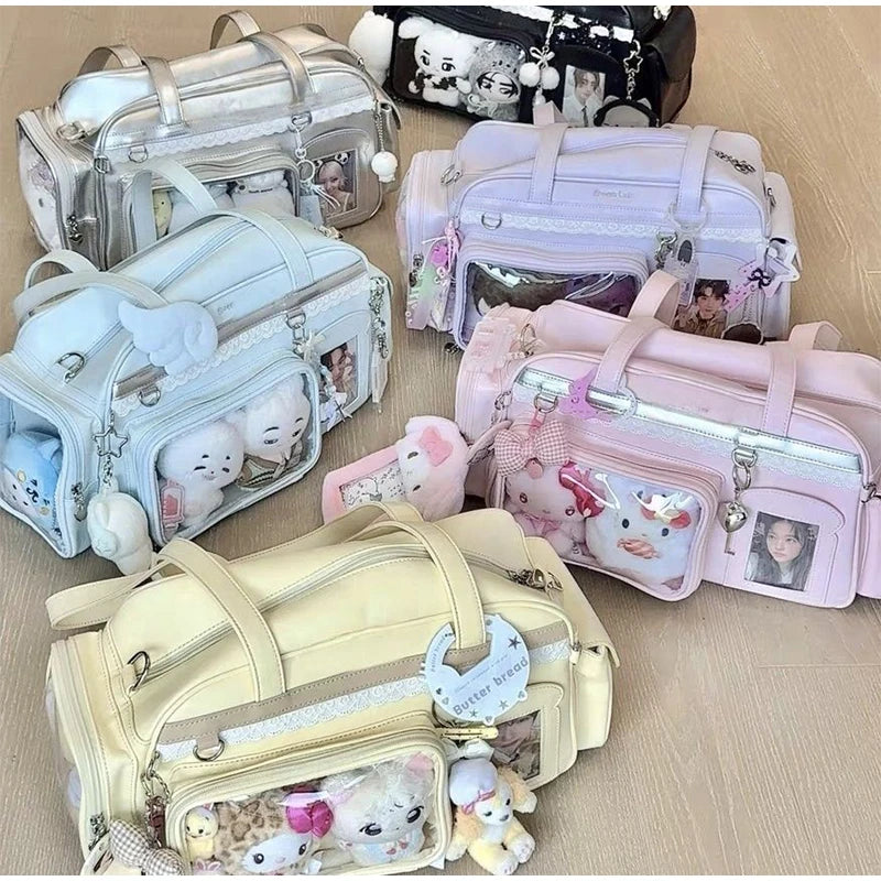New Concert Ita Bags Y2k Cute Jk Girl Shoulder Bags Badge Display Transparent Crossbody Bag Stylish Large-capacity Commuter Bags