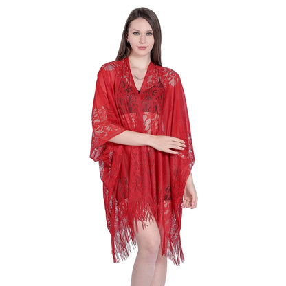 Women Sun Protection Shawl Lady Summer Hollow Out Lace Cardigan Holiday Bikini Blouse Breathable Beach Cape Sexy Long Tippet