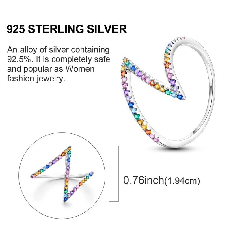 LAZA 925 Sterling Silver Colorful Rings Sparking Zirconium Bowknot Moon Sun Original Ring For Women Anniversary Wedding Gifts