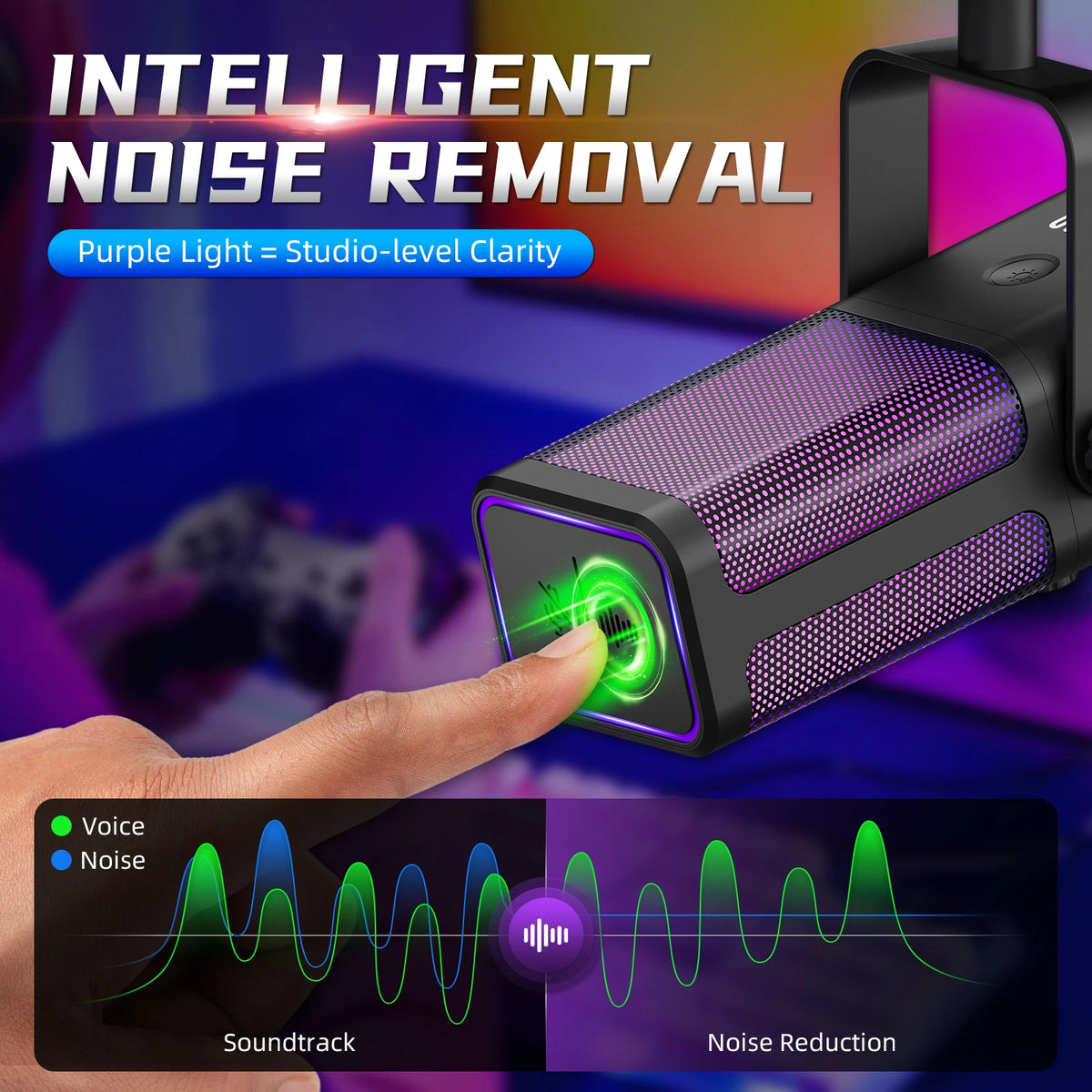 XTUGA M7 RGB Gaming Microphone Professional Dynamic Cardioid Condenser Studio Broadcast Voice Podcasting Computer Gaming Mic