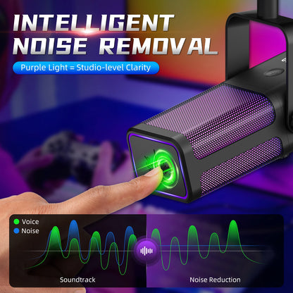 XTUGA M7 RGB Gaming Microphone Professional Dynamic Cardioid Condenser Studio Broadcast Voice Podcasting Computer Gaming Mic