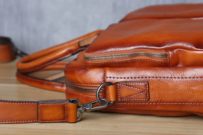 Retro Leather Men's Briefcase Top Layer Leather Handbag Casual Shoulder Messenger Bag Business Laptop Bag Trendy Men's Bag NZPJ