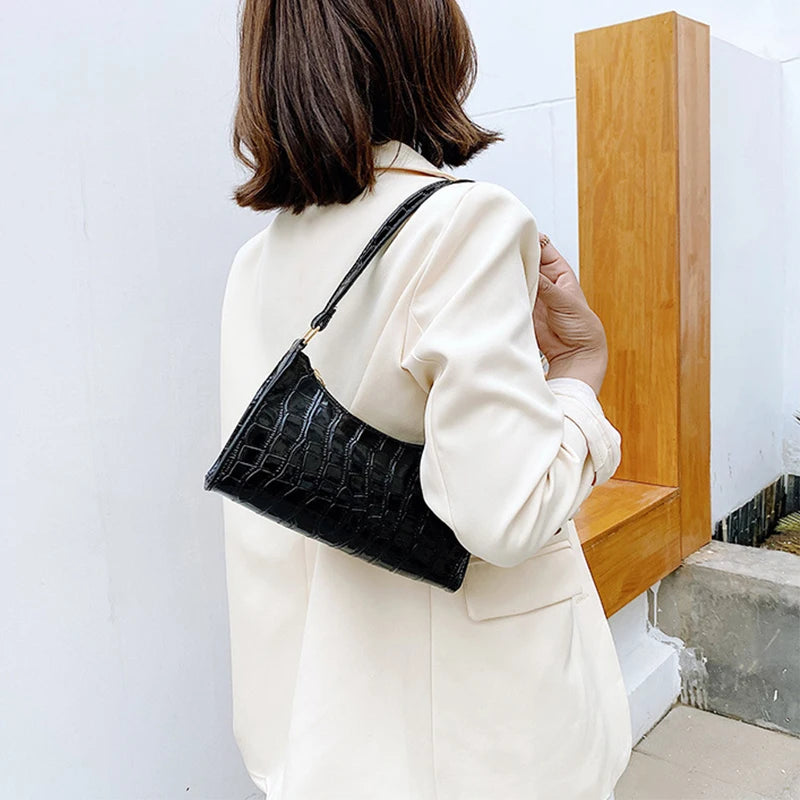Retro Alligator Pattern Female Small Handbags and Purse Armpit  Shoulder Bags High Quality PU Leather Ladies Clutch Totes Bag