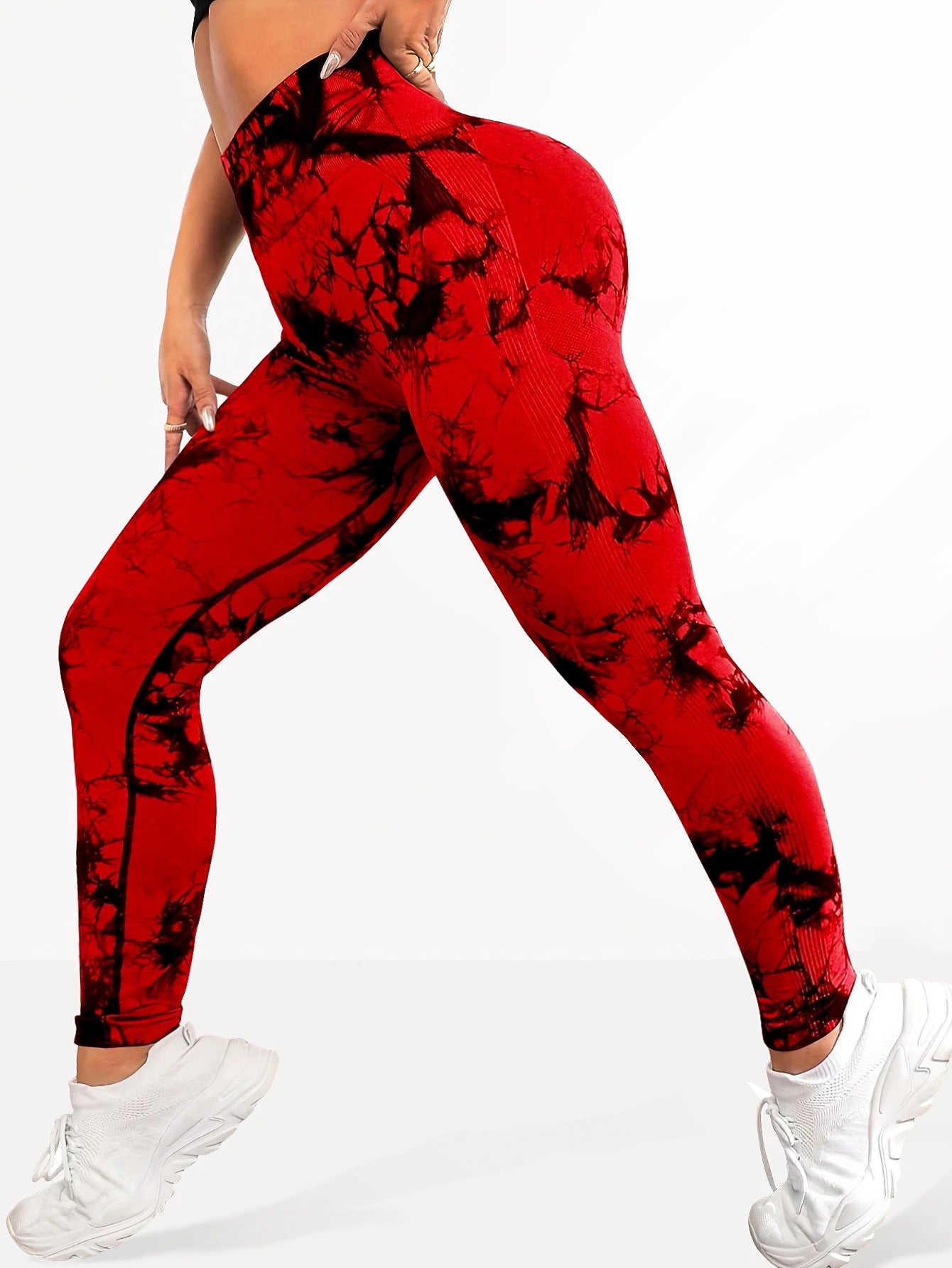 Women's Tie dye Seamless High-Waisted Yoga Pants Tummy Control Belly Band Pants Comfortable Stretchy Leggings for Women