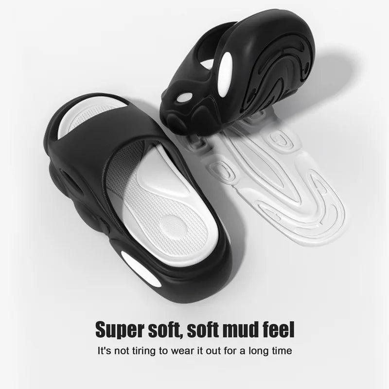 Comwarm New Men Summer Slippers Thick Sole House Non-slip Bathroom Shower Slides Outdoor Soft Cloud Fashion Beach Shoe Flip-flop