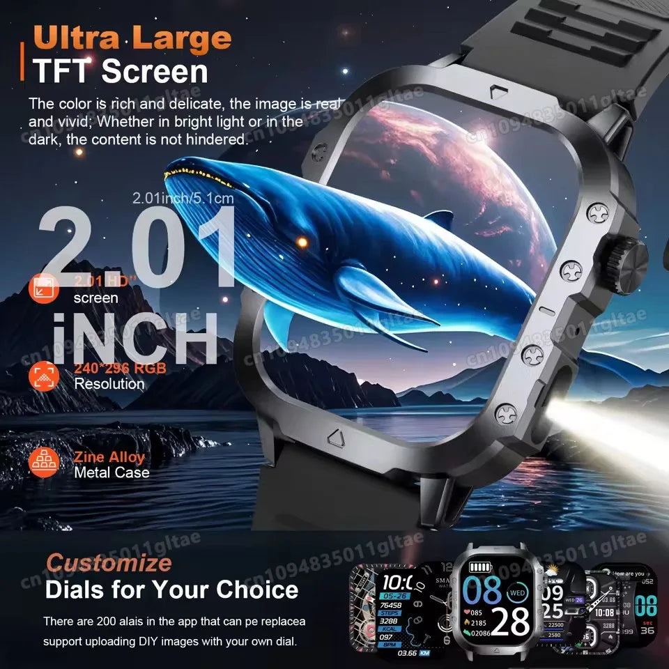 2026 New Rugged Military GPS Smart Watch Men Bluetooth Call Health Monitoring Sports 5ATM Waterproof Smartwatches Man Pk HW12