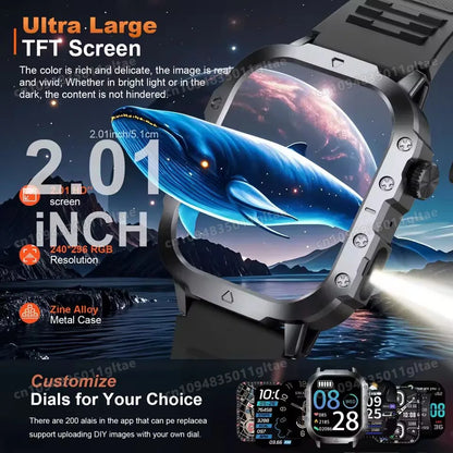 2026 New Rugged Military GPS Smart Watch Men Bluetooth Call Health Monitoring Sports 5ATM Waterproof Smartwatches Man Pk HW12