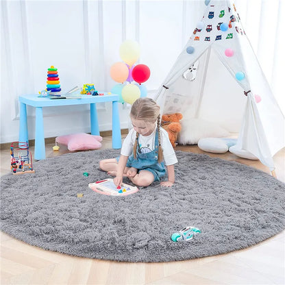 Round Fluffy Soft Area Rugs for Kids Room Princess Castle Plush Shaggy Carpet Cute Circle Nursery Rug Home Decor Circular Carpet