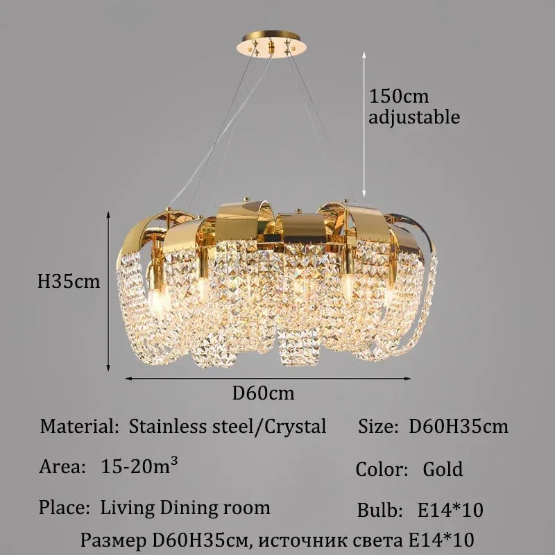 2025 New Home DecorationPendant Lights Luxury Crystal Living Room Chandelier Bedroom Pendant Lamp Ceiling Light  Indoor Lighting