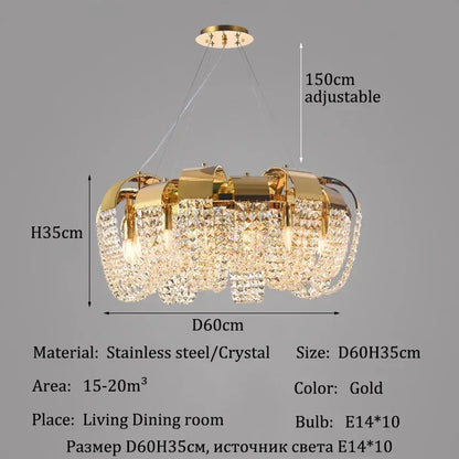 2025 New Home DecorationPendant Lights Luxury Crystal Living Room Chandelier Bedroom Pendant Lamp Ceiling Light  Indoor Lighting