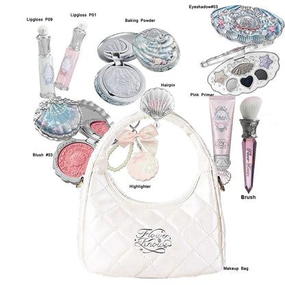 Makeup Set Flower Knows Shell Pearl Bunny Garden Setting Powder Lip Gloss Blush All In One Baking Powder Glitter Highlighter Kit