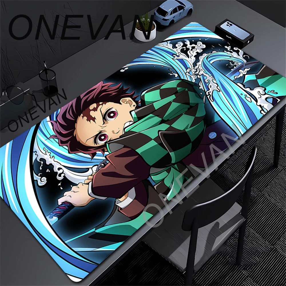 Large Mouse Pad Demon Slayer Nezuko Cute Anime Mousepads Kawaii Table Mats Office Accessories Deskmat Rubbe Lockedge Mouse Mat