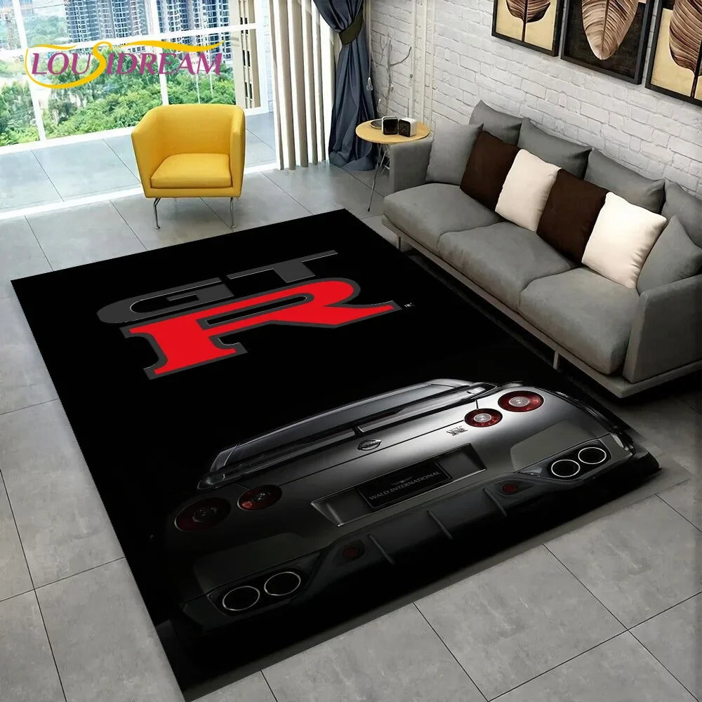 GTR Racing Car N-Nissan Logo 3D Carpet Rug for Home Living Room Bedroom Sofa Motorcycle Doormat Decor,kid  Area Rug Floor Mat
