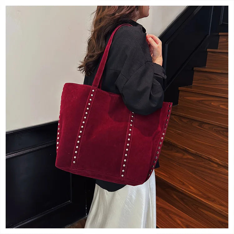 Fashion Microfiber Solid Sewing Shoulder Bags 2025 High Quality Retro Sweet Handbags Brand Sequined Large Capacity Bag for Women