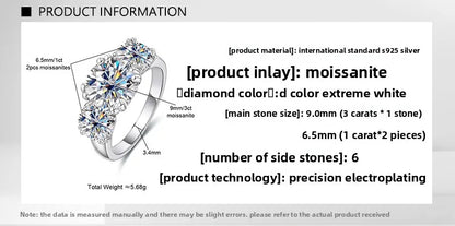 Carnica Luxury 925 Sterling Silver 5CT Real Moissanite Ring D Color Closed Band for Women GRA Diamond Wedding Jewelry Gift Hot