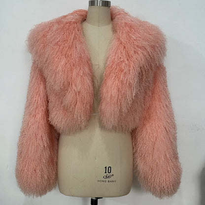 Mongolian Sheep Fur Women Coat Winter Warm Real Fur Cloth 2026 Natural Sheep Fur Clothes