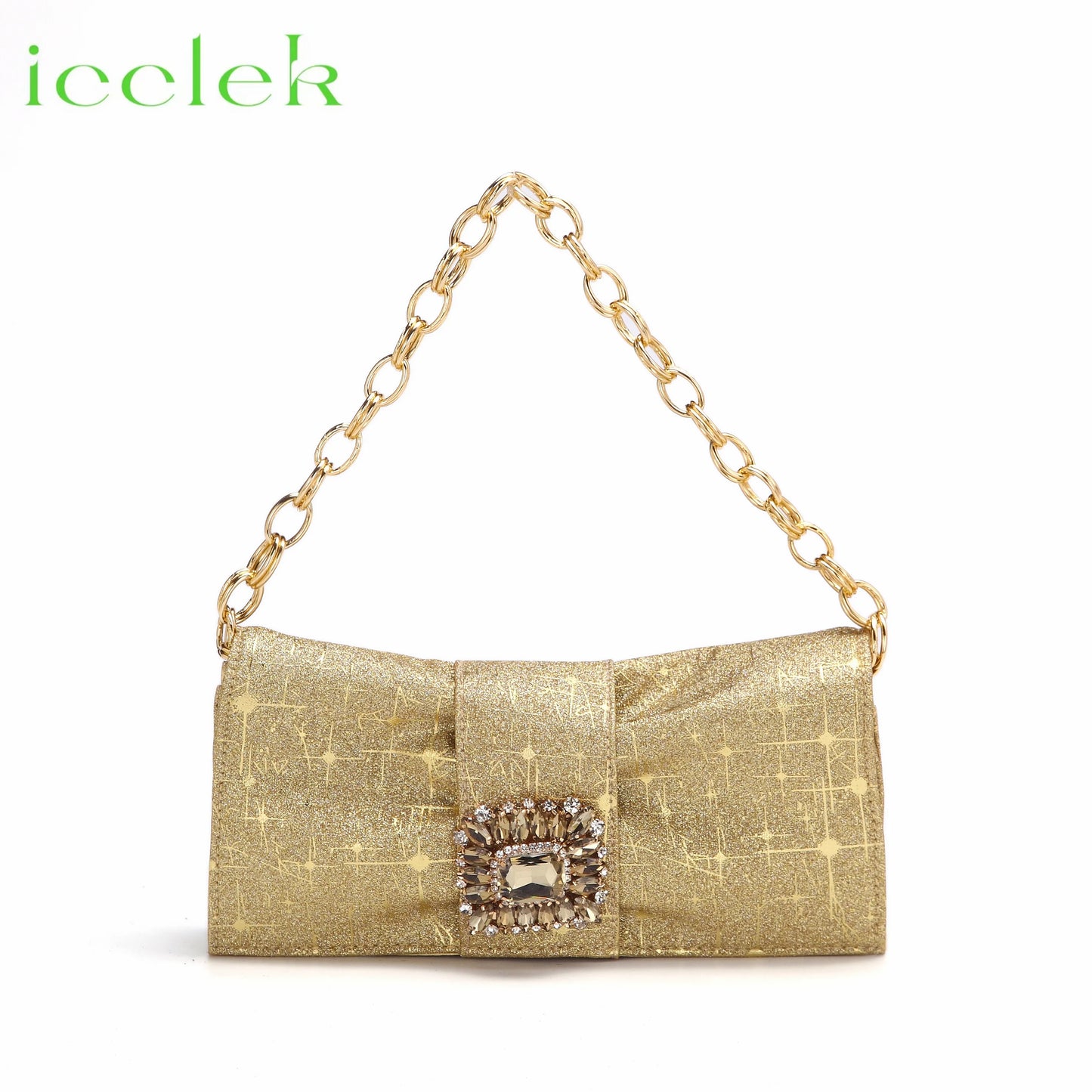 Women High Heels Sandals Shinning Material with Rhinestone Italian Design T.Blue Color Pointed Toe Shoes and Bags Set