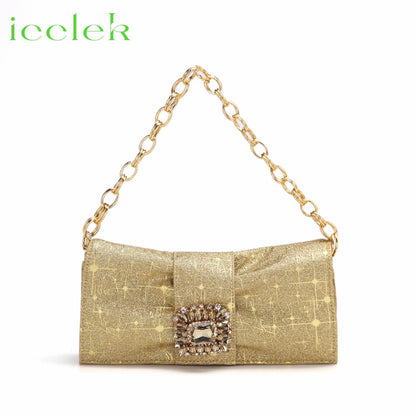 Women High Heels Sandals Shinning Material with Rhinestone Italian Design T.Blue Color Pointed Toe Shoes and Bags Set