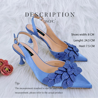 African Fashion Green Ladies Matching Shoes and Bags Nigerian Best Sell Women's Pointed Toe High Heels Commuter Wearable