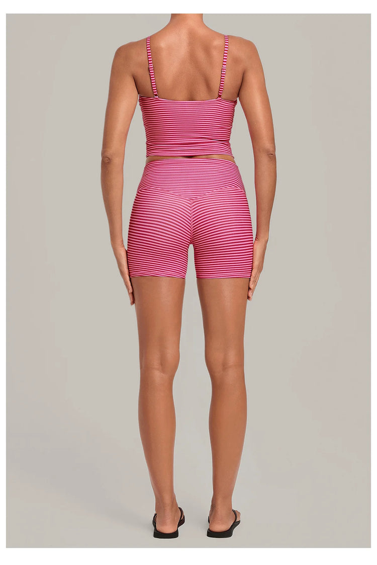 2PCS Stripes And Polka Dots Yoga Suit Women Tracksuits Sports Outfits Gym Clothes Breathable Sports Bra Fitness Flared Pants Set