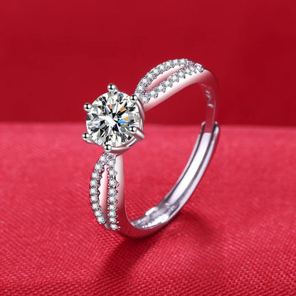 925 Sterling Silver Ring Heart AAA Zircon Open adjustable Engagement For Women Wedding Fashion Jewelry Party Gifts