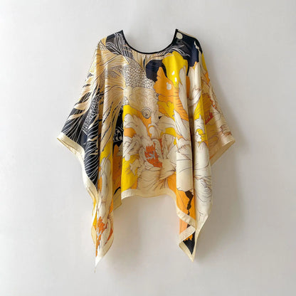 Women's Satin Silk Scarf Multi-Way Wrap, UPF 50+ Sun Veil & Beach Pareo, Lightweight Cover-Up Shawl