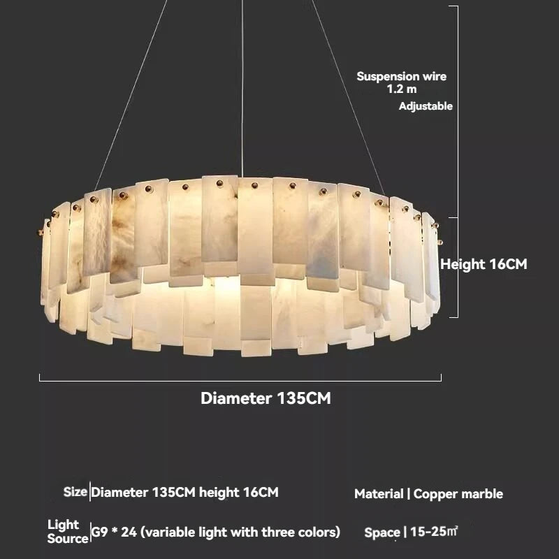 Minimalist Luxury Pendant Lights Solid Brass Natural Spanish Marble Chandelier Elegant for Living Room Dining Room Bedroom