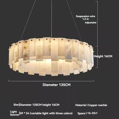 Minimalist Luxury Pendant Lights Solid Brass Natural Spanish Marble Chandelier Elegant for Living Room Dining Room Bedroom