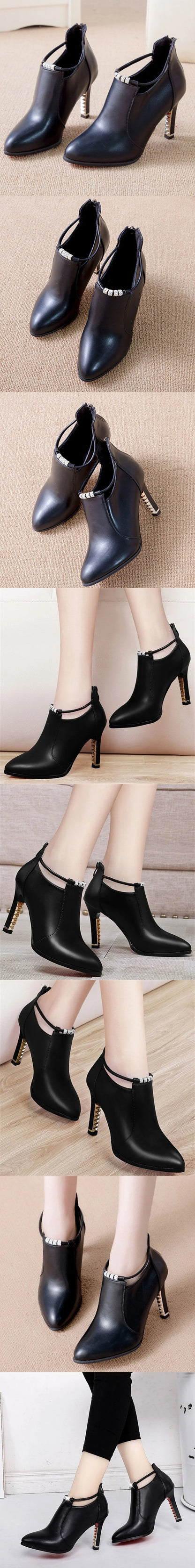 Elegant Red Pointy Toe Office Lady Booties Sexy Black High Heels Boots Classic Thin Heel Ankle Boots Women Dress Shoes