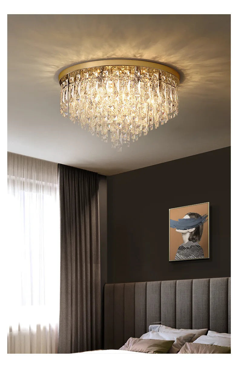 Modern Luxurious Crystal Ceiling Lamp Gold & Silver Color for Living Room Dining Room Bedroom - Elegant Lighting Fixture