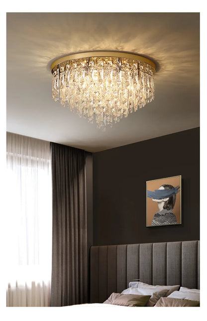Modern Luxurious Crystal Ceiling Lamp Gold & Silver Color for Living Room Dining Room Bedroom - Elegant Lighting Fixture