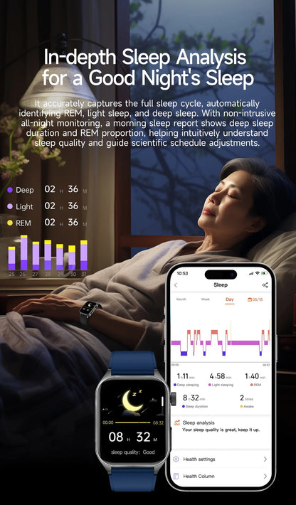 2026 New Health Smart Watch Laser Therapy Reduce Three Highs Blood Oxygen Pressure Uric Acid Blood Lipid ECG Smartwatch For Man