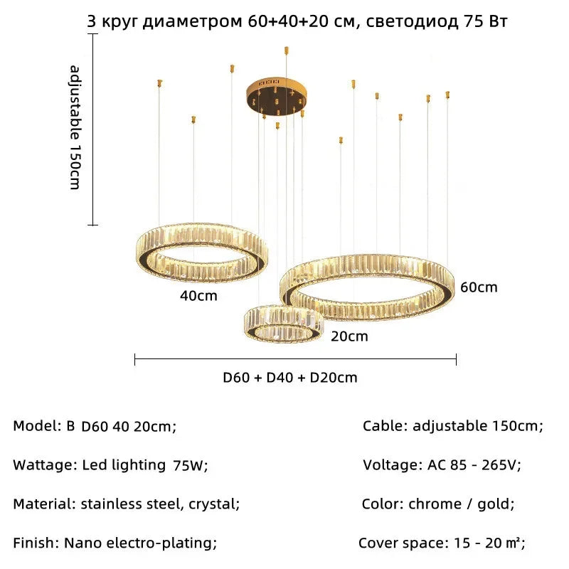 Modern Luxury Led Dimmable Pendant Lights Lustre Living Room Chandelier Lamp Fixtures Foyer Shiny Steel  Luminarias Light