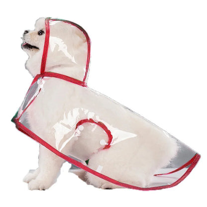 Dogs going out, transparent waterproof raincoat with hat pet raincoat