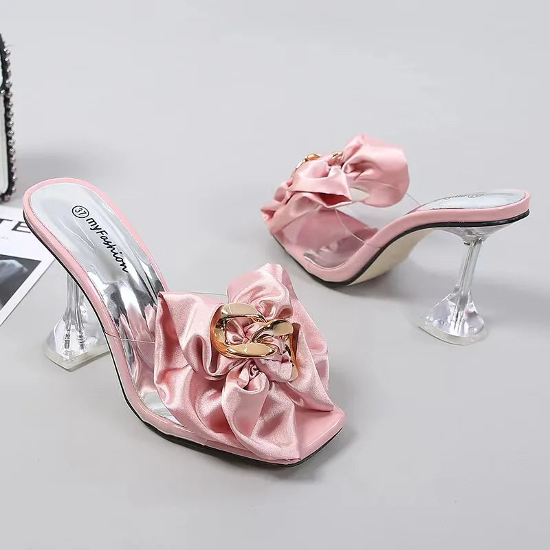 2026 New Style Designer Luxury Ladies Slippers Shoes Bag Set High Quality Women Pumps Chain Sandals Shoes Purse Set Black Heels