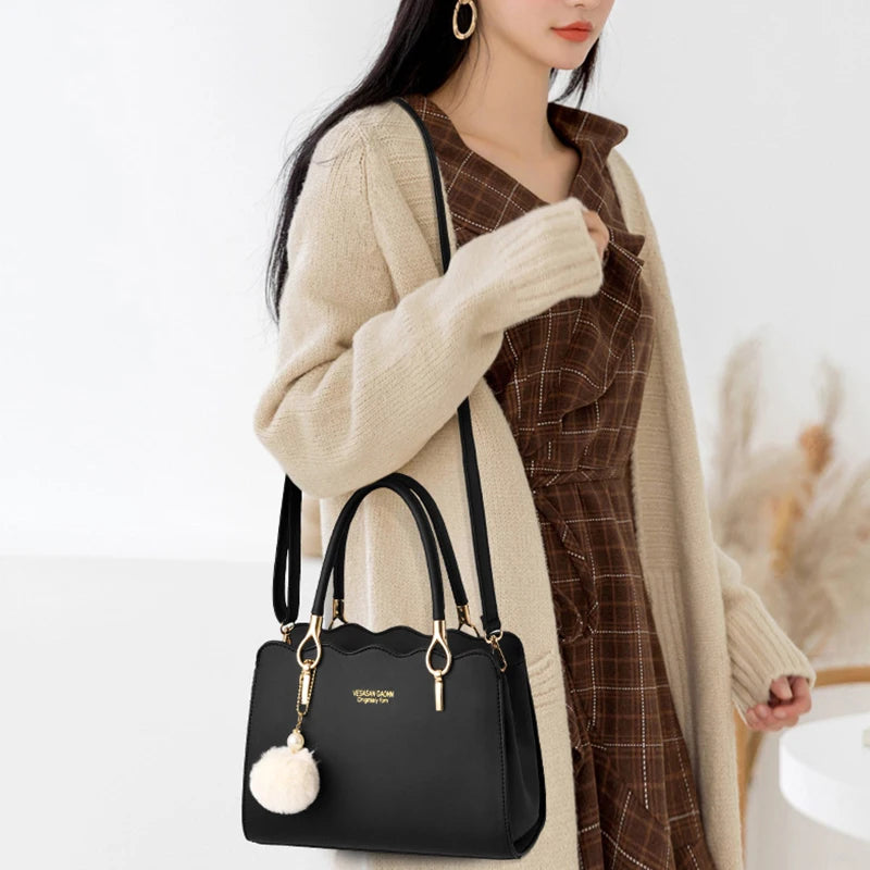 Yogodlns Women Handbags Ladies Large Tote Bag Female Square Shoulder Bags Bolsas Femininas Sac PU Leather Hairball Crossbody Bag