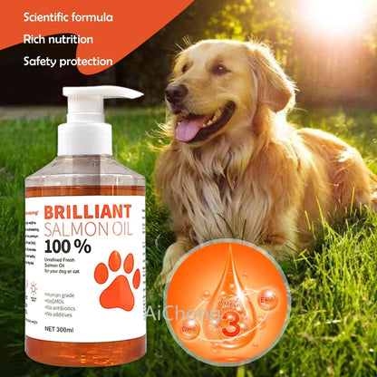 Human-Grade Salmon Oil (500ml, 300ml, 200ml 100ml) for Dogs & Cats Omega 3 Fatty Acids Supplement for Optimal Health & Nutrition