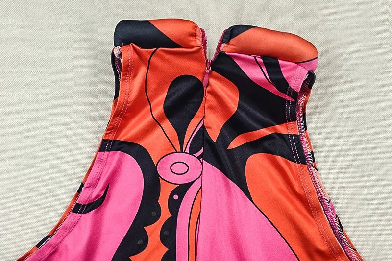 Women's Zipper Halter Sleeveless Waistband Hips Wrapped Bodycon Jumpsuits