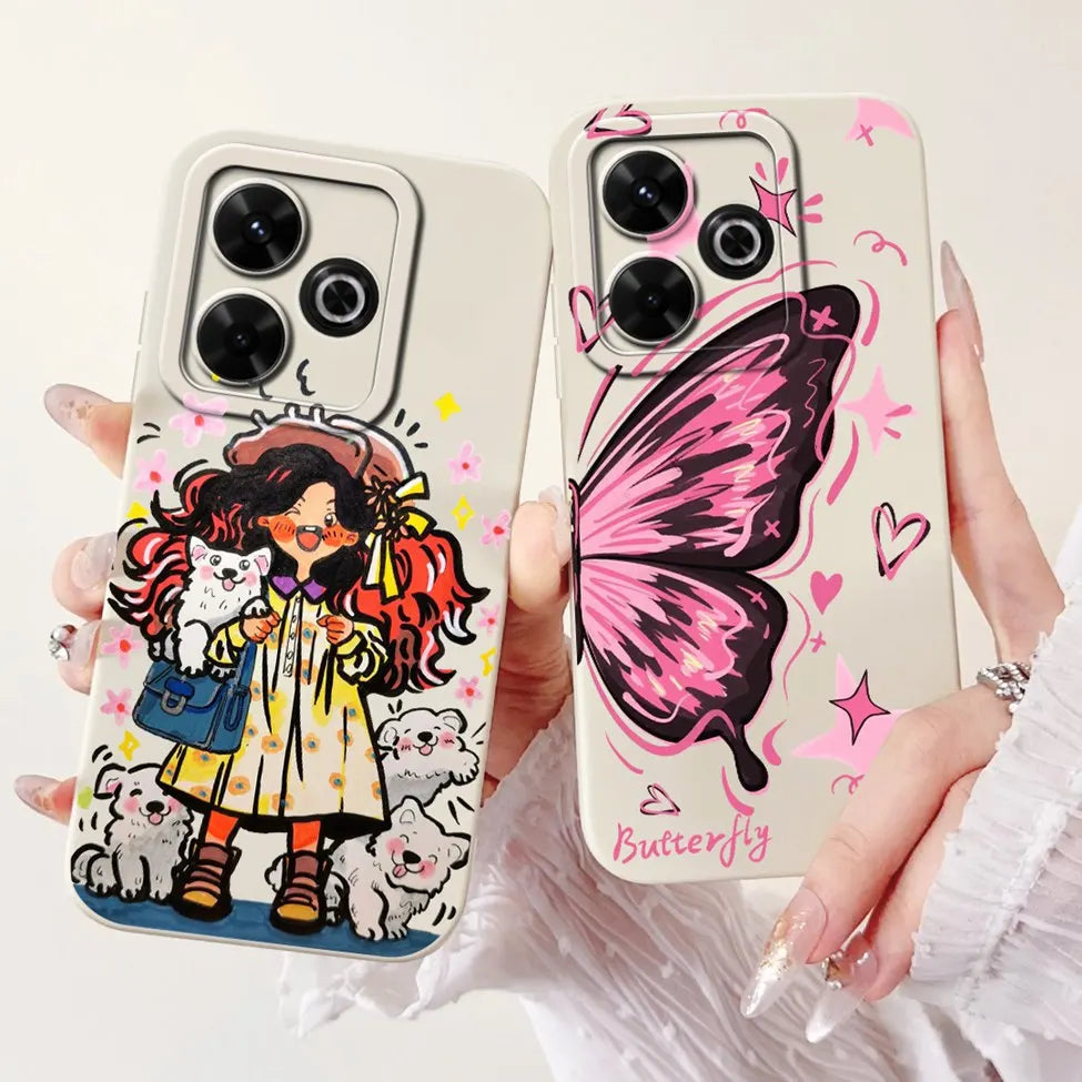 Casing For Redmi 13 Case 13 5G Cute Cat Fashion Luxury Flowers Silicone Shockproof Back Cover For Redmi 13 5G Phone Case Bumper