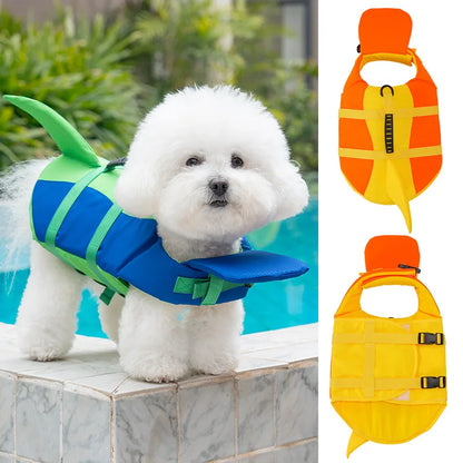 Pet Swimming Life Jacket Safety Vest For Dogs Swim Adjustable in Pool Surfing Drifting Dog Clothes Life Rescue Vest With Tail