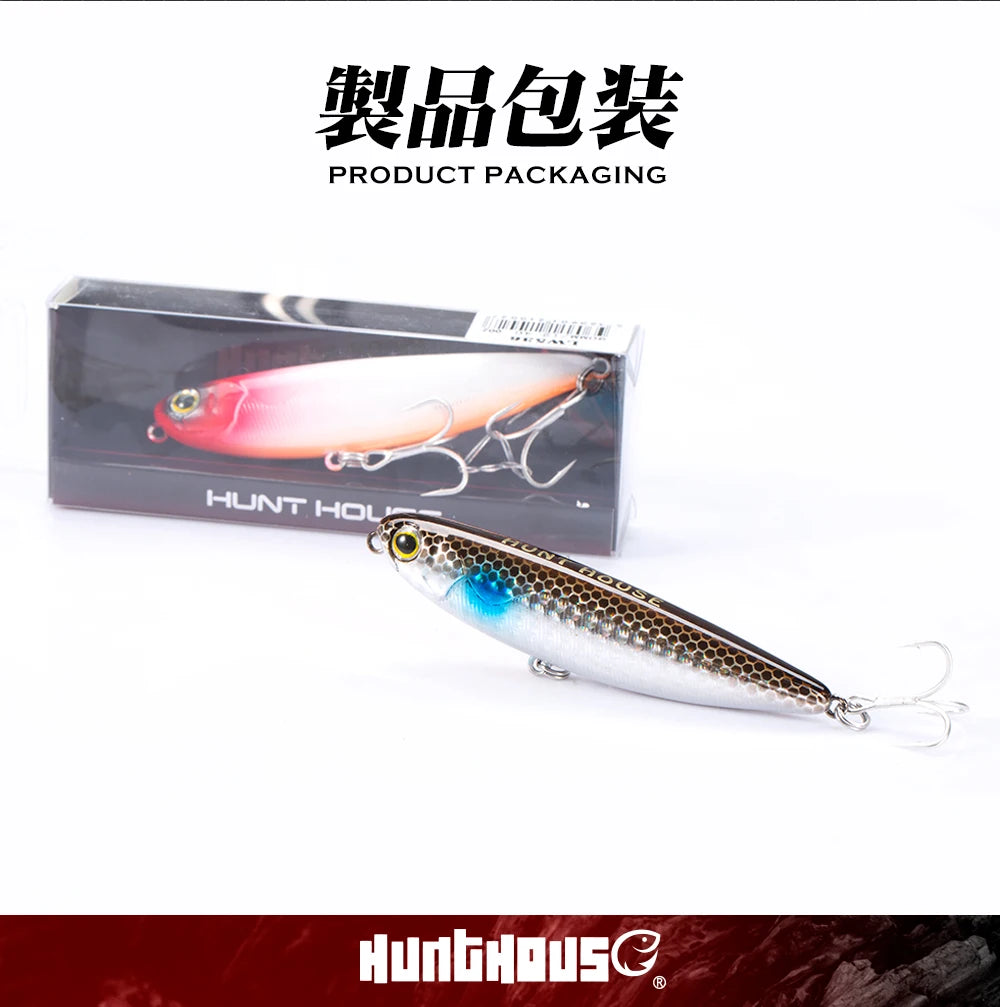 Hunthouse Top Water Pencil Fishing Lure Walk The Dog 60mm 6.4g Artificial Baits Stickbait Fishing Tackle For Pike Bass LW536