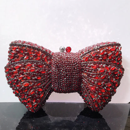 Newest Rhinestone Green/Black Clutch Purse Bow Luxury Diamond Women Red Evening Clutches Bags Wedding Bridal Bag Stones Handbags