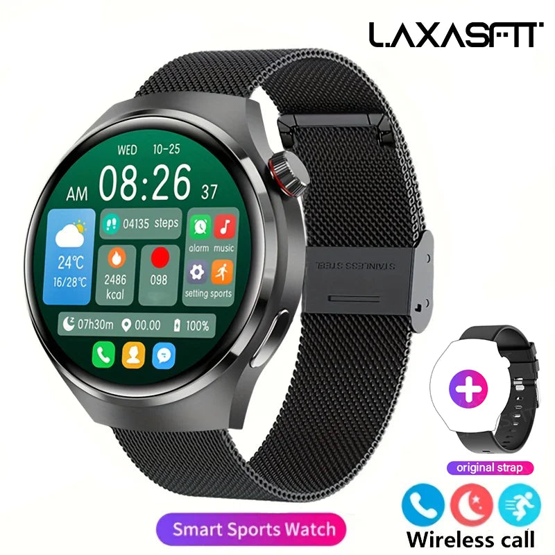 LAXASFIT 1.52" HD Smart Watch Game Dial Dynamic Dial Bluetooth Call Voice Assistant Fitness Tracker Wireless Charging