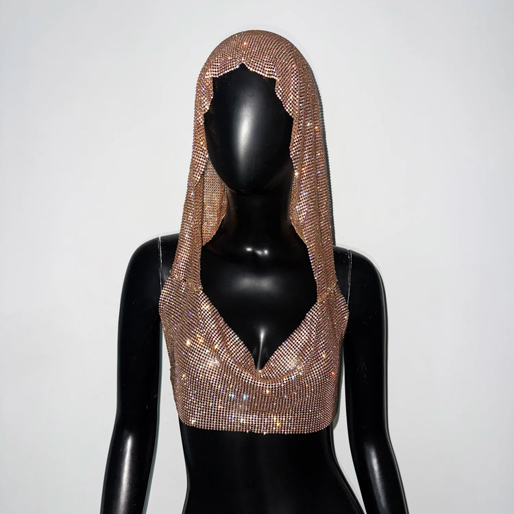 Women Sexy Mesh See Through T Shirt Shiny Rhinestone Fishnet Hollow Out Crop Top Sleeveless Beach Cover Up Party Club Tank Tops