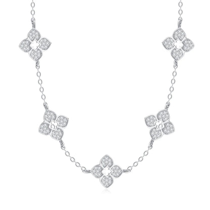 KNOBSPIN Full Moissanite Clover Necklace s925 Sterling Silver Chain Necklaces for Women Hypoallergenic Fine Jewelry Gift