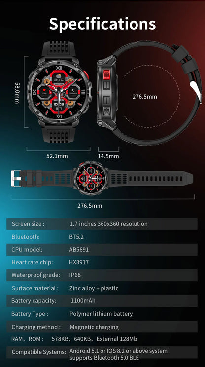2026 New T-Rex3 Pro 1100mAh Battery Smart Watch GPS path 5ATM Waterproof Sports Run tracker Outdoors Compass Military Smartwatch