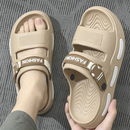 Men's Slippers Thick Sole Summer Beach Slides EVA Lightweight Open-toe Sandals For Men Non-slip Indoor Bathroom Home Shoes