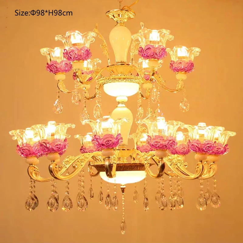 Luxury Living Room Chandelier Crystals Glass Hall Main Pendant Lamps Restaurant Bedroom French Creative Hanging Light Luminaire