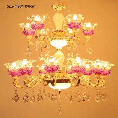 Luxury Living Room Chandelier Crystals Glass Hall Main Pendant Lamps Restaurant Bedroom French Creative Hanging Light Luminaire